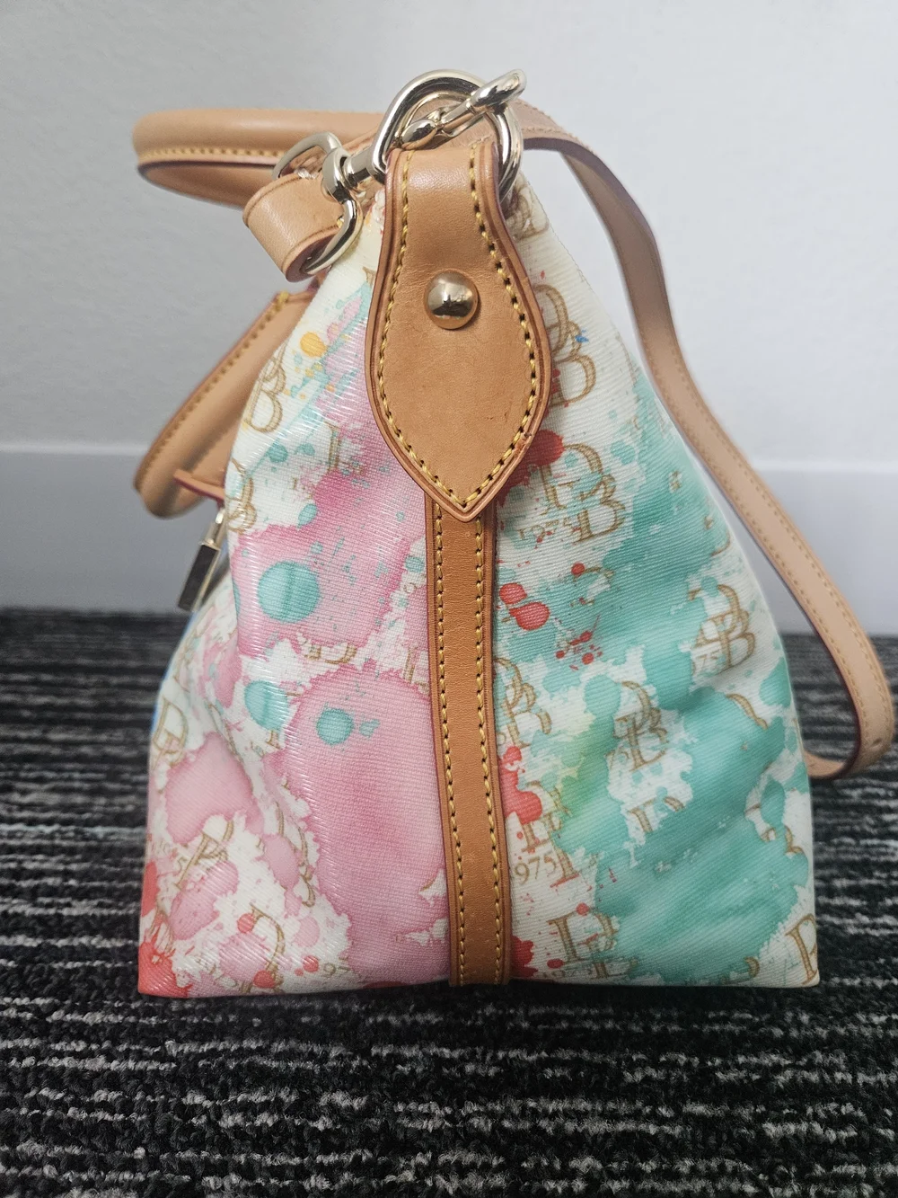 Dooney & Bourke 1975 Multicolor Signature Color Splash Satchel